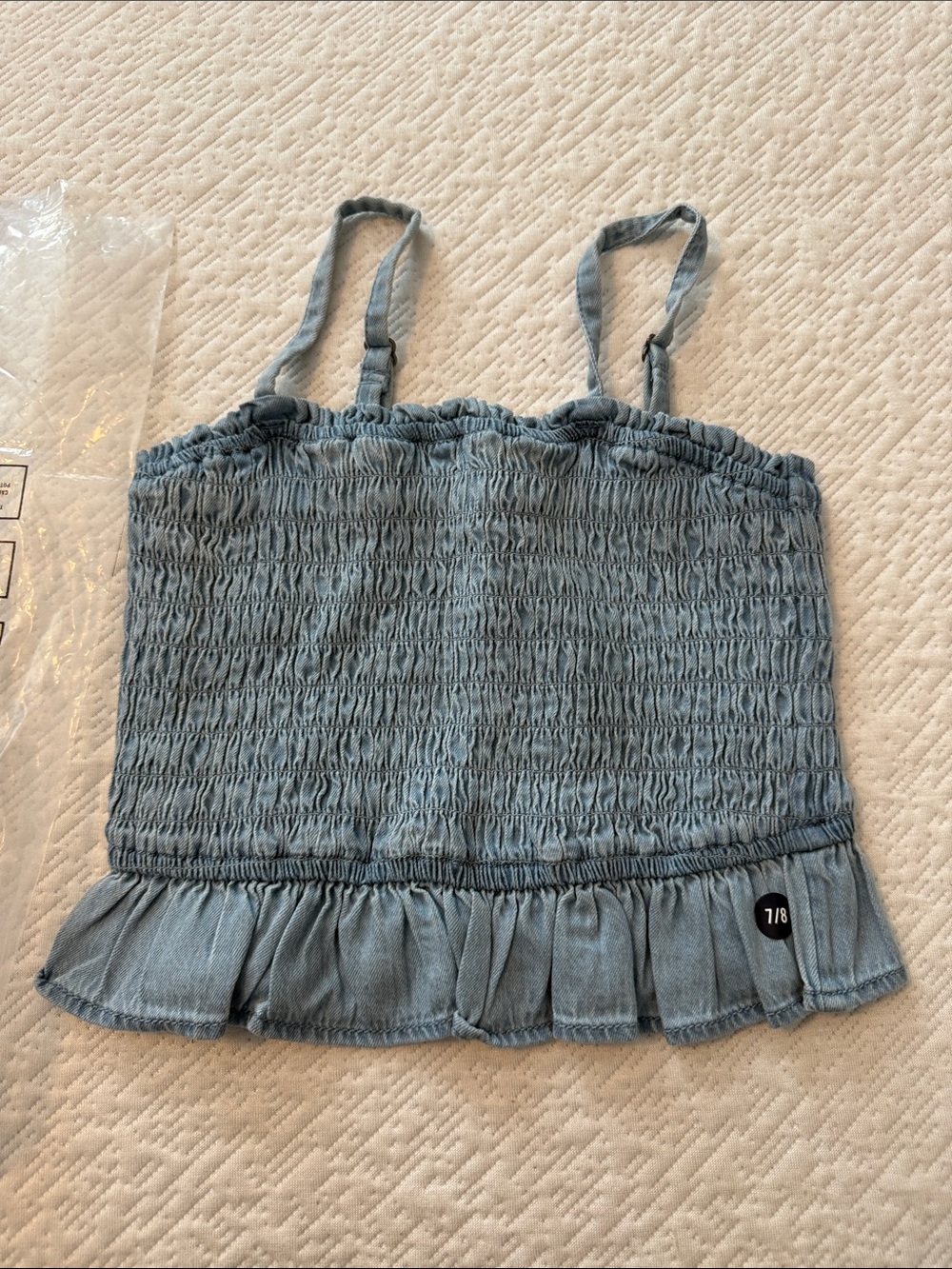 abercrombie kids Light Blue Smocked Ruffle Tank Top